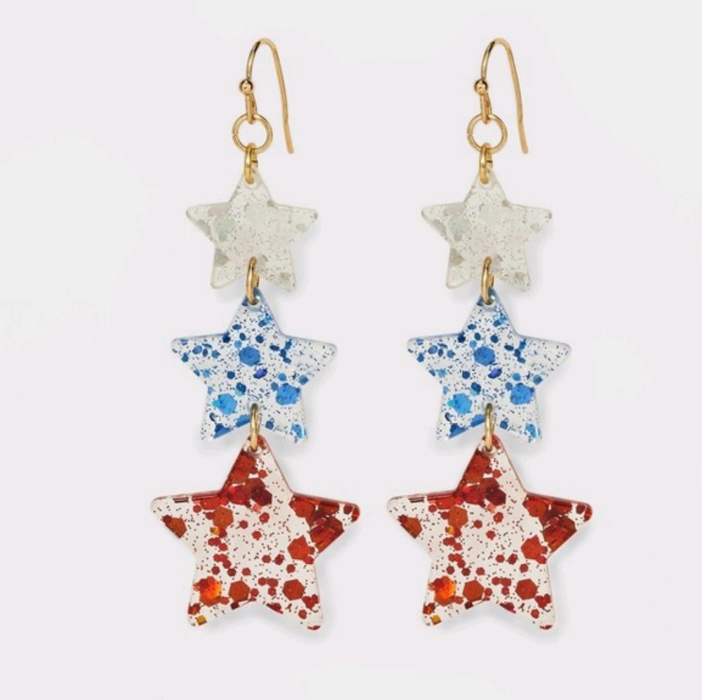 American Star Glitter 4th of July Earrings